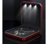 Scatola Portagioielli con LED per Collana - Astuccio Regalo Elegante con Interno in Velluto - Idea Regalo per Matrimonio, Compleanno, San Valentino, Festa della Mamma, Natale
