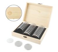Scatola Portamonete Legno 30/50/100pz Collezione Astuccio Commemorativo