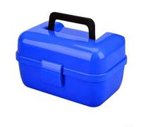 Scatola portaoggetti a due livelli per mini attrezzi da pesca: caratteristiche superiori 6 slot individuali, fondo fornisce spazio illimitato, corpo in polipropilene, manico pieghevole (blu)