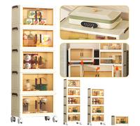 Scatola portaoggetti Armadietto portaoggetti pieghevole Armadietto antipolvere con ruota girevole Cucina Camera da letto Soggiorno Armadio portaoggetti 1pc no wheel 53.5x31x30cm