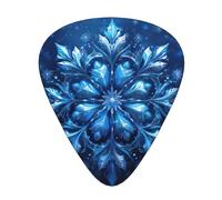 Scatola portaoggetti blu con stampa natalizia a forma di fiocco di neve, diversi spessori, plettri per chitarra acustica