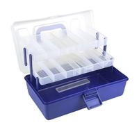 Scatola portaoggetti, cassetta degli attrezzi portatile: organizer multiuso trasparente per lavori di artigianato, cucito e altro, con mater