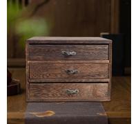 Scatola portaoggetti con cassetti, contenitore in legno, ornamento, mobiletto