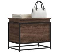 Scatola portaoggetti con coperchio effetto rovere, 60 x 40 x 51,5 cm, in legno, metallo, rettangolare, ripiano versatile, organizer robusto per la casa