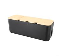 Scatola portaoggetti con coperchio in legno, scatola per la gestione dei cavi in plastica ABS, per multistriscia, contenitore da scrivania con porte di dissipazione del calore, per casa e ufficio