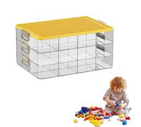 Scatola portaoggetti con coperchio per Lego, 3 livelli, trasparente per Lego, scatole di smistamento per giocattoli, blocchi di costruzione con scomparti, scatola di plastica impilabile con manico