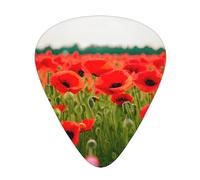 Scatola portaoggetti con fiori di papavero con stampa di petali vivaci e plettri per chitarra acustica di diverso spessore
