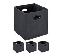 Relaxdays Scatola Portaoggetti, Set 4 Box da Scaffale 32x33x33 cm, Portagiochi Pieghevole Tessuto non Tessuto, Antracite