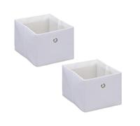 Relaxdays Scatola Portaoggetti, Set 2 Portagiochi da Scaffale, HLP 16x20,5x25 cm, Box in Stoffa Giochi, Libreria, Bianco