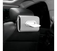 Scatola portaoggetti da appendere per auto con esterno in pelle PU, elastici per contenere pacchetti di fazzoletti di tutte le dimensioni, si adatta a più posizioni interne dell'auto (grigio)