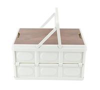 Scatola portaoggetti da campeggio Scatola da campeggio pieghevole portatile di grande capacità per esterni con coperchio in legno rimovibile per organizer da viaggio da spiaggia (53 mm)