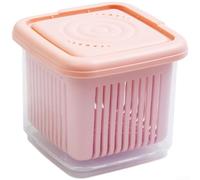 Scatola portaoggetti da frigorifero con due scomparti indipendenti per scalogno, cipolle, aglio e verdure a radice fresca (rosa)