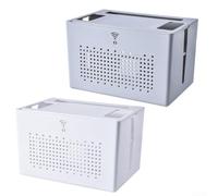 Scatola portaoggetti da scrivania con ripiani staccabili per router, set-top box e organizzazione cavi, 31 x 21 x 20 cm, bianco o grigio (bianco)