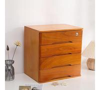 Scatola portaoggetti da scrivania in legno con cassetti chiudibili a chiave, organizer for documenti A4/ricevute for ufficio, schedario piatto(A)