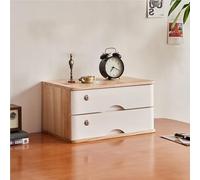 Scatola portaoggetti da scrivania in legno massello, armadietto da scrivania, organizer da scrivania in legno, impilabile, con serratura, stile rustico, multilivello (A, 3 strati)