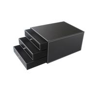Scatola portaoggetti da scrivania in pelle nera a 3 strati, formato A4, organizer Fe, elegante cassetto da scrivania per archiviazione documenti da ufficio e soluzione efficiente per desktop Fing