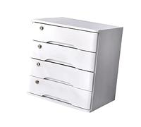 Scatola portaoggetti da ufficio A4 con 4 cassetti, per forniture da ufficio, ricevute e documenti, soluzione sicura per la casa, armadietto bianco con 3 cassetti