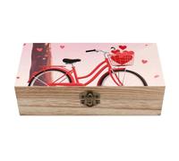 Scatola portaoggetti decorativa in legno con coperchio incernierato, fatta a mano, a forma di cuore, albero, bicicletta, amore, organizer in legno, scatola portaoggetti per gioielli, biglietti d'augu