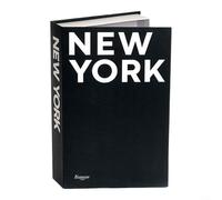 Scatola portaoggetti decorativa per libri in finto materiale cartaceo, organizer per casa e ufficio, per libreria, scrivania o tavolino da caffè, nero, bianco, grigio (New York)