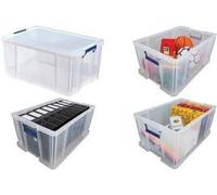 Bankers Box Prostore scatola porta oggetti in plastica con coperchio, 70 litri, impilabile, scatole per armadio super resistenti, dimensioni 30x48x38,5 cm, contenitori plastica trasparente, 1 unità