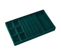 Scatola portaoggetti for gioielli in flanella nera/verde scuro Cassetto for la casa Orecchini Collana Anello Vassoio Testa Corda Clip for orecchio Display Per Collane, Orecchini, Anelli(Green-05)