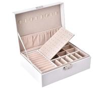 Scatola portaoggetti for gioielli in pelle PU da imballaggio portatile a doppio strato invernale multifunzione Per Riporre Gioielli E Ornamenti(White)