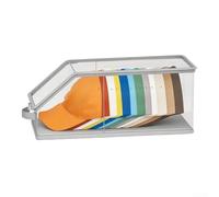 Scatola portaoggetti impilabile per cappelli da baseball, organizer trasparente per armadio, spazio verticale, materiale PET, può contenere fino a 12 cappelli, trasparente, grigio