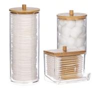 Scatola portaoggetti in cotone per il bagno, scatola in plastica trasparente per medicinali, set di accessori per il bagno, organizer per scatole, può contenere cotton fioc, palline, dischetti, stuzzi