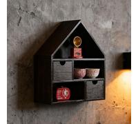 Scatola portaoggetti in legno a forma di casa, vetrina in legno per ricordi