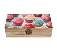 Scatola portaoggetti in legno, colorata, dolce, lecca-lecca, cupcake, ciam , scatola regalo in legno con coperchio incernierato, vintage, per gioielli, arte, hobby, casa, tesoro, ricordo, regalo, 7,9'