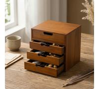 Scatola Portaoggetti in Legno con Cassetti Compatto Mini Cassettiera in Legno