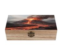 Scatola portaoggetti in legno con coperchio incernierato, 7,9 x 3,7 x 2,3 pollici, scatola in legno di Paulownia con stampa terra vulcanica, adatta per decorazioni artigianali e scatola dei ricordi pe