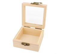 Scatola portaoggetti in legno con coperchio incernierato, contenitore quadrato per gioielli, per pittura, Natale, matrimonio, battesimo, scatola dei ricordi in legno di Paulownia (8,5 x 8,5 x 5 cm)