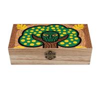 Scatola portaoggetti in legno con coperchio incernierato, fatta a mano, in legno, per ricordi di nozze, organizer decorativo, totem dello spirito dell'albero, custodia per gioielli, monete, bigliett