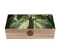 Scatola portaoggetti in legno con serratura a cerniera - Scatola portaoggetti per gioielli fatta a mano in fico strangolatore, scatola organizer decorativa vintage per casa e ufficio (7,9x3,9x2,3 poll