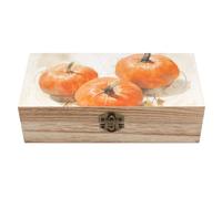 Scatola portaoggetti in legno con tre zucche rotonde, scatola regalo in legno con coperchio incernierato, stile vintage, per gioielli, arte, hobby, conservazione domestica, tesoro, regalo ricordo, 7,9