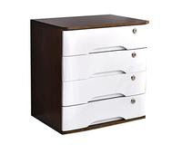 Scatola portaoggetti in legno massello con serratura, cassettiera da scrivania per forniture per ufficio, formato A4/ricevute, schedario piatto con più cassetti (D, 4 cassetti), ideale per casa e