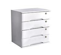 Scatola portaoggetti in legno massello con serratura, cassettiera da scrivania per forniture per ufficio e documenti A4/ricevute, multi-cassetto (B, 4 cassetti)