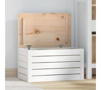 Scatola portaoggetti in legno massello di pino, 59,5 x 36,5 x 33 cm, colore: bianco