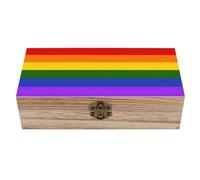 Scatola portaoggetti in legno massello vintage con stampa di bandiere arcobaleno, organizer per gioielli, ricordi, decorazioni per la scrivania, piccola scatola decorativa in legno per cianfrusagli
