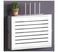 Scatola portaoggetti in legno per router WiFi da parete, copertura organizer per modem, cavi, prese multiple, per casa, camera da letto, soggiorno, set-top box di rete, correttore (bianco, 36,4 x 27,4