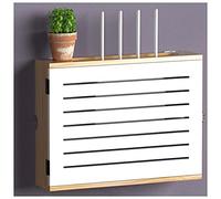 Scatola portaoggetti in legno per router WiFi, montaggio a parete, copertura organizer per modem, cavi, prese multiple, per casa, camera da letto, soggiorno, set-top box di rete, correttore (bianco