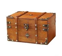 Scatola portaoggetti in legno retrò con serratura per organizzare chiavi e piccoli tesori (giallo A)