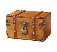 Scatola portaoggetti in legno retrò con serratura per organizzare chiavi e piccoli tesori (giallo B)