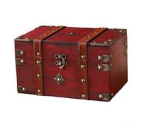 Scatola portaoggetti in legno retrò con serratura per organizzare chiavi e piccoli tesori (rosso A)