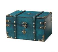 Scatola portaoggetti in legno retrò con serratura per organizzare chiavi e piccoli tesori (verde A)