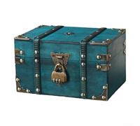 Scatola portaoggetti in legno retrò con serratura per organizzare chiavi e piccoli tesori (verde B)