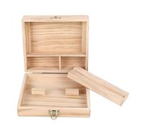 Scatola Portaoggetti in Legno, Scatola per Fumatori Grande e con 4 Stanze con Vassoio per Gioielli Alle Erbe