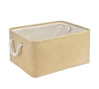 Scatola portaoggetti in lino spesso, pieghevole, con manici in corda(Beige,L)