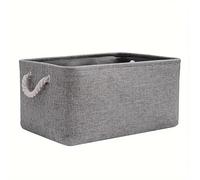 Scatola portaoggetti in lino spesso, pieghevole, con manici in corda(Gray,M)